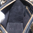 Christian Dior Lady Dior Hand Bag Leather 2way Black Gold Tone Auth 211470SM-25