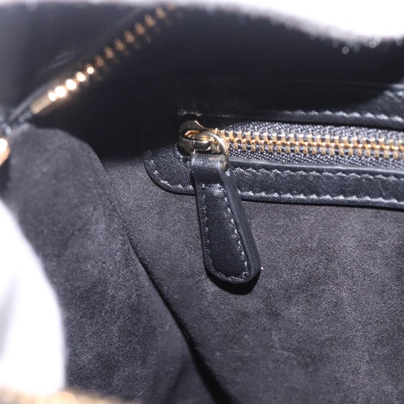 Christian Dior Lady Dior Hand Bag Leather 2way Black Gold Tone Auth 211470SM