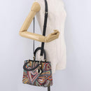 Christian Dior Lady Dior Hand Bag Leather 2way Black Gold Tone Auth 211470SM-29