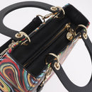 Christian Dior Lady Dior Hand Bag Leather 2way Black Gold Tone Auth 211470SM-6