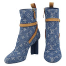LOUIS VUITTON Monogram Denim Boots 37 Blue LV Auth 211475M-1