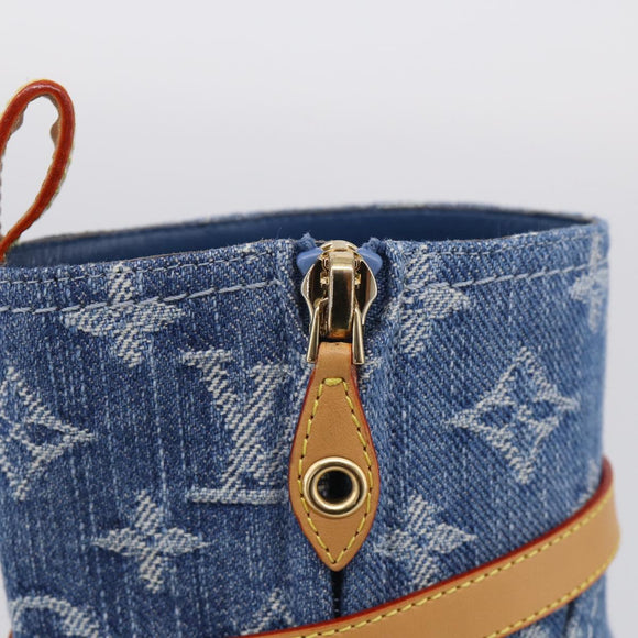 LOUIS VUITTON Monogram Denim Boots 37 Blue LV Auth 211475M