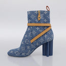 LOUIS VUITTON Monogram Denim Boots 37 Blue LV Auth 211475M-19