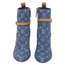 LOUIS VUITTON Monogram Denim Boots 37 Blue LV Auth 211475M-2