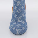 LOUIS VUITTON Monogram Denim Boots 37 Blue LV Auth 211475M-21