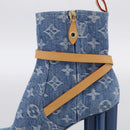 LOUIS VUITTON Monogram Denim Boots 37 Blue LV Auth 211475M-28