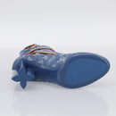 LOUIS VUITTON Monogram Denim Boots 37 Blue LV Auth 211475M-8