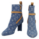 LOUIS VUITTON Monogram Denim Boots 36 Blue LV Auth 211476M-1