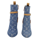 LOUIS VUITTON Monogram Denim Boots 36 Blue LV Auth 211476M-2