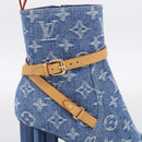 LOUIS VUITTON Monogram Denim Boots 36 Blue LV Auth 211476M-27