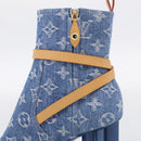 LOUIS VUITTON Monogram Denim Boots 36 Blue LV Auth 211476M-28