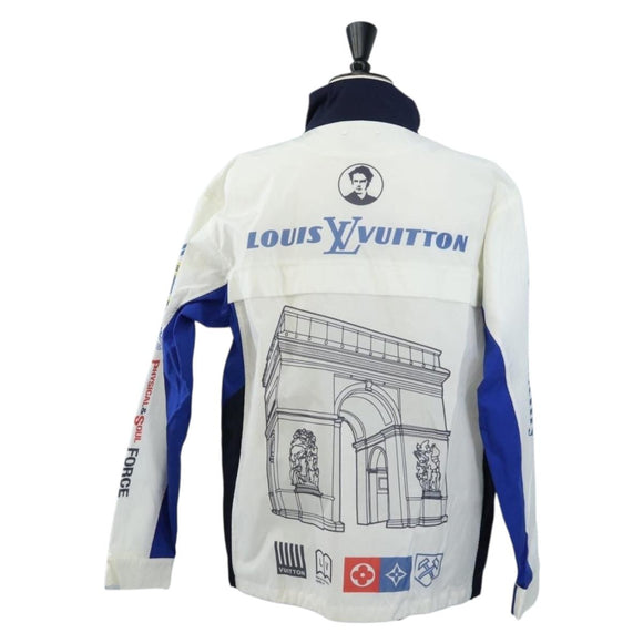 LOUIS VUITTON Multi Logo Jacket Nylon 50 White LV Auth 211477SAM