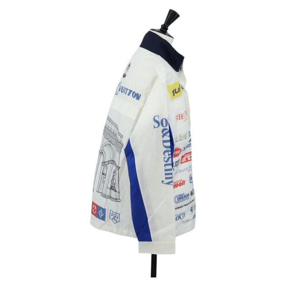 LOUIS VUITTON Multi Logo Jacket Nylon 50 White LV Auth 211477SAM