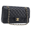 CHANEL Matelasse 25 Chain Shoulder Bag Caviar Skin Black Gold CC Auth 211485SAM-1