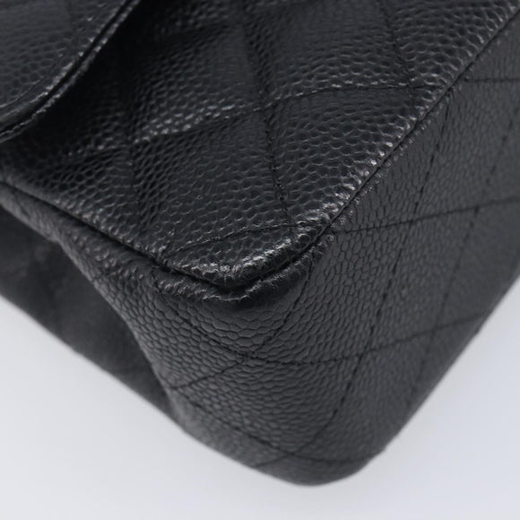 CHANEL Matelasse 25 Chain Shoulder Bag Caviar Skin Black Gold CC Auth 211485SAM
