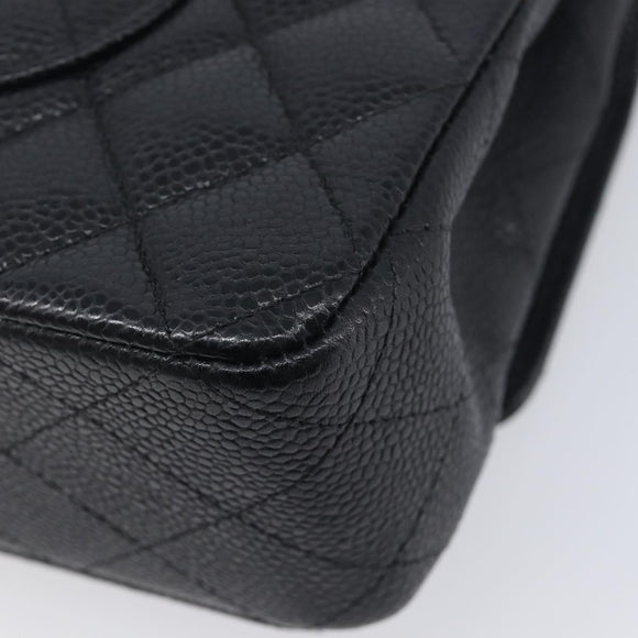 CHANEL Matelasse 25 Chain Shoulder Bag Caviar Skin Black Gold CC Auth 211485SAM