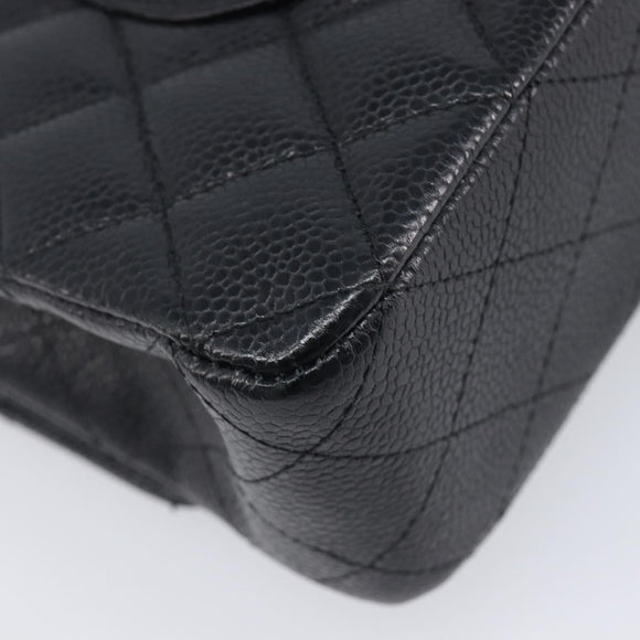 CHANEL Matelasse 25 Chain Shoulder Bag Caviar Skin Black Gold CC Auth 211485SAM