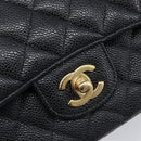 CHANEL Matelasse 25 Chain Shoulder Bag Caviar Skin Black Gold CC Auth 211485SAM-14