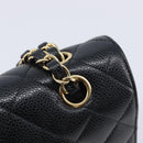 CHANEL Matelasse 25 Chain Shoulder Bag Caviar Skin Black Gold CC Auth 211485SAM-15