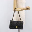 CHANEL Matelasse 25 Chain Shoulder Bag Caviar Skin Black Gold CC Auth 211485SAM-29