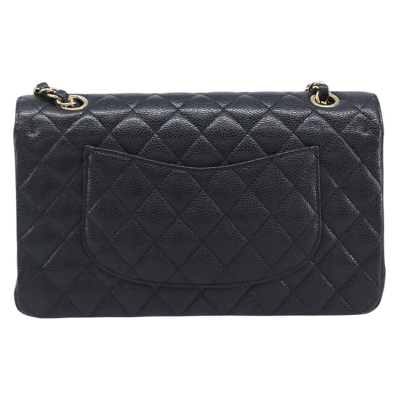 CHANEL Matelasse 25 Chain Shoulder Bag Caviar Skin Black Gold CC Auth 211485SAM