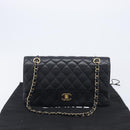 CHANEL Matelasse 25 Chain Shoulder Bag Caviar Skin Black Gold CC Auth 211485SAM-30
