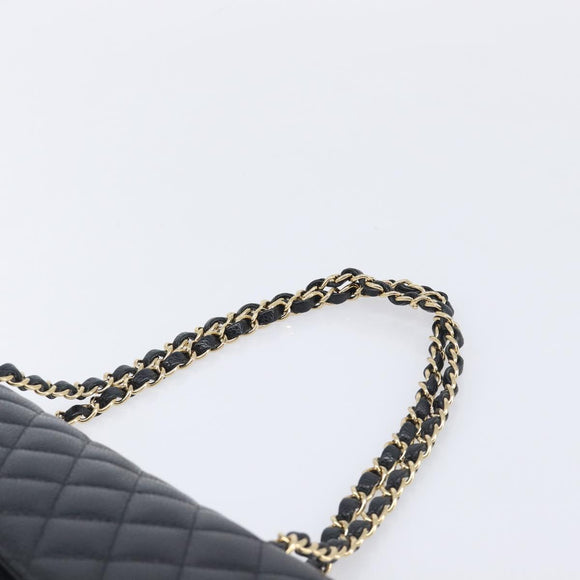 CHANEL Matelasse 25 Chain Shoulder Bag Caviar Skin Black Gold CC Auth 211485SAM