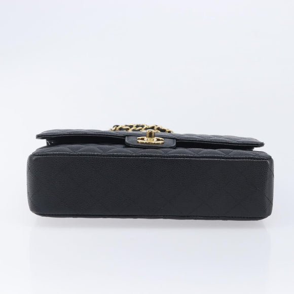 CHANEL Matelasse 25 Chain Shoulder Bag Caviar Skin Black Gold CC Auth 211485SAM