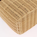 PRADA Wicker Hand Bag Tan Beige Gold Auth 211488M-10