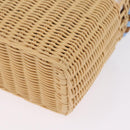 PRADA Wicker Hand Bag Tan Beige Gold Auth 211488M-11