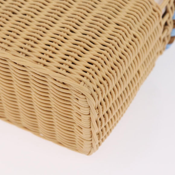 PRADA Wicker Hand Bag Tan Beige Gold Auth 211488M