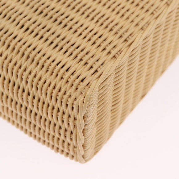 PRADA Wicker Hand Bag Tan Beige Gold Auth 211488M