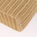 PRADA Wicker Hand Bag Tan Beige Gold Auth 211488M-13