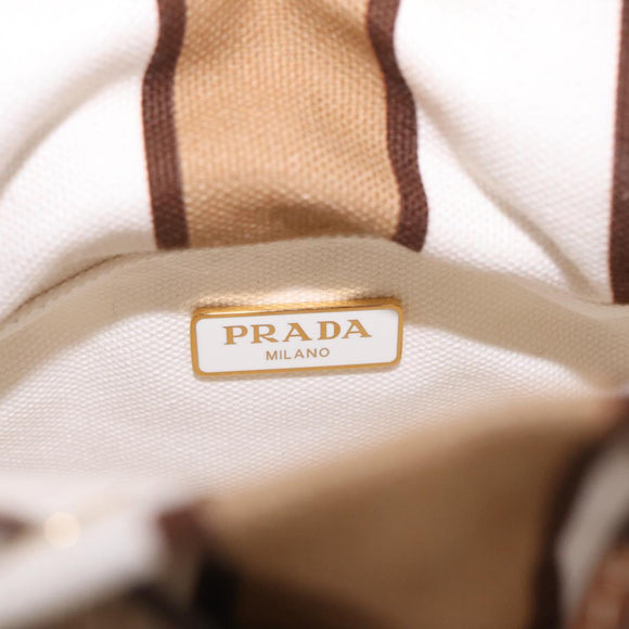 PRADA Wicker Hand Bag Tan Beige Gold Auth 211488M