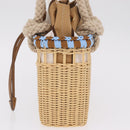 PRADA Wicker Hand Bag Tan Beige Gold Auth 211488M-4