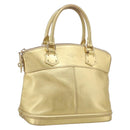 LOUIS VUITTON Suhari Lockit Hand Bag Leather Gold M95433 LV Auth 211489A-1