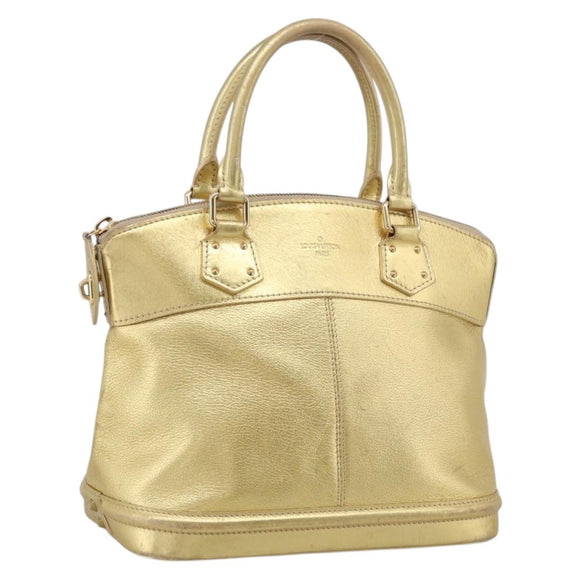 LOUIS VUITTON Suhari Lockit Hand Bag Leather Gold M95433 LV Auth 211489A