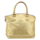 LOUIS VUITTON Suhari Lockit Hand Bag Leather Gold M95433 LV Auth 211489A-2
