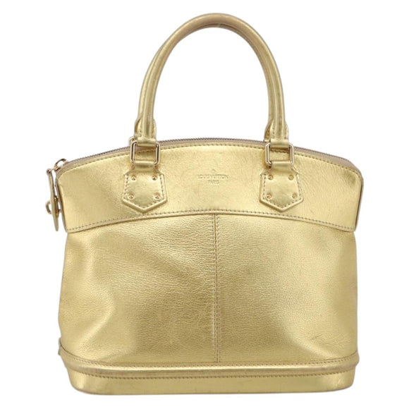 LOUIS VUITTON Suhari Lockit Hand Bag Leather Gold M95433 LV Auth 211489A
