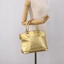 LOUIS VUITTON Suhari Lockit Hand Bag Leather Gold M95433 LV Auth 211489A-28