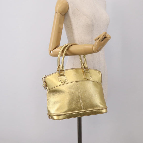 LOUIS VUITTON Suhari Lockit Hand Bag Leather Gold M95433 LV Auth 211489A