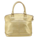 LOUIS VUITTON Suhari Lockit Hand Bag Leather Gold M95433 LV Auth 211489A-3