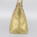 LOUIS VUITTON Suhari Lockit Hand Bag Leather Gold M95433 LV Auth 211489A-4