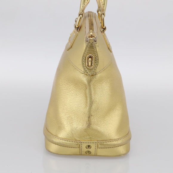 LOUIS VUITTON Suhari Lockit Hand Bag Leather Gold M95433 LV Auth 211489A