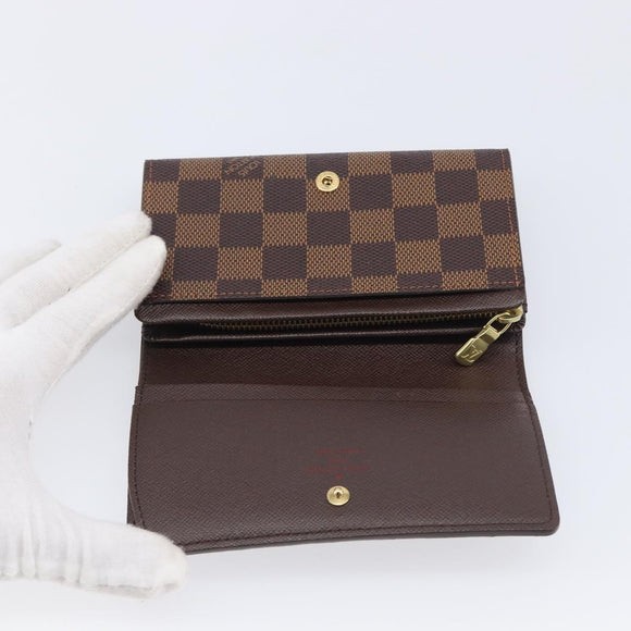 LOUIS VUITTON Damier Ebene Portefeuille Tresor Wallet N61736 LV Auth 211506V