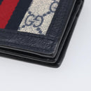 GUCCI GG Supreme Ophidia Sherry Line Wallet PVC Navy Silver 523155 Auth 211508V-10