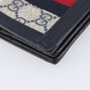 GUCCI GG Supreme Ophidia Sherry Line Wallet PVC Navy Silver 523155 Auth 211508V-11