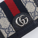 GUCCI GG Supreme Ophidia Sherry Line Wallet PVC Navy Silver 523155 Auth 211508V-12