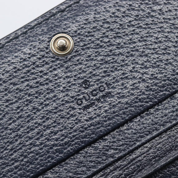GUCCI GG Supreme Ophidia Sherry Line Wallet PVC Navy Silver 523155 Auth 211508V