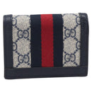 GUCCI GG Supreme Ophidia Sherry Line Wallet PVC Navy Silver 523155 Auth 211508V-3